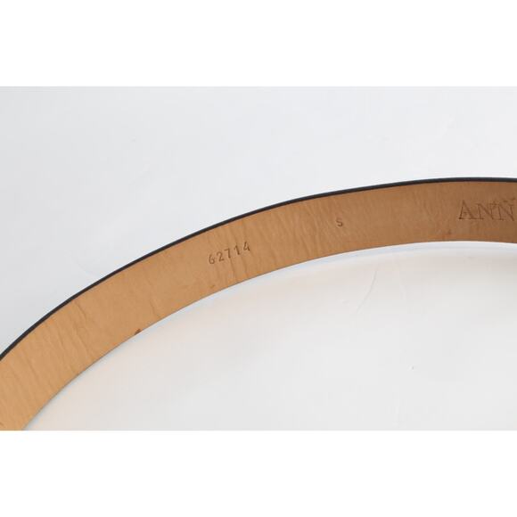 ANN TAYLOR Belt Black Genuine Leather Round Buckle Size S - Picture 7 of 7